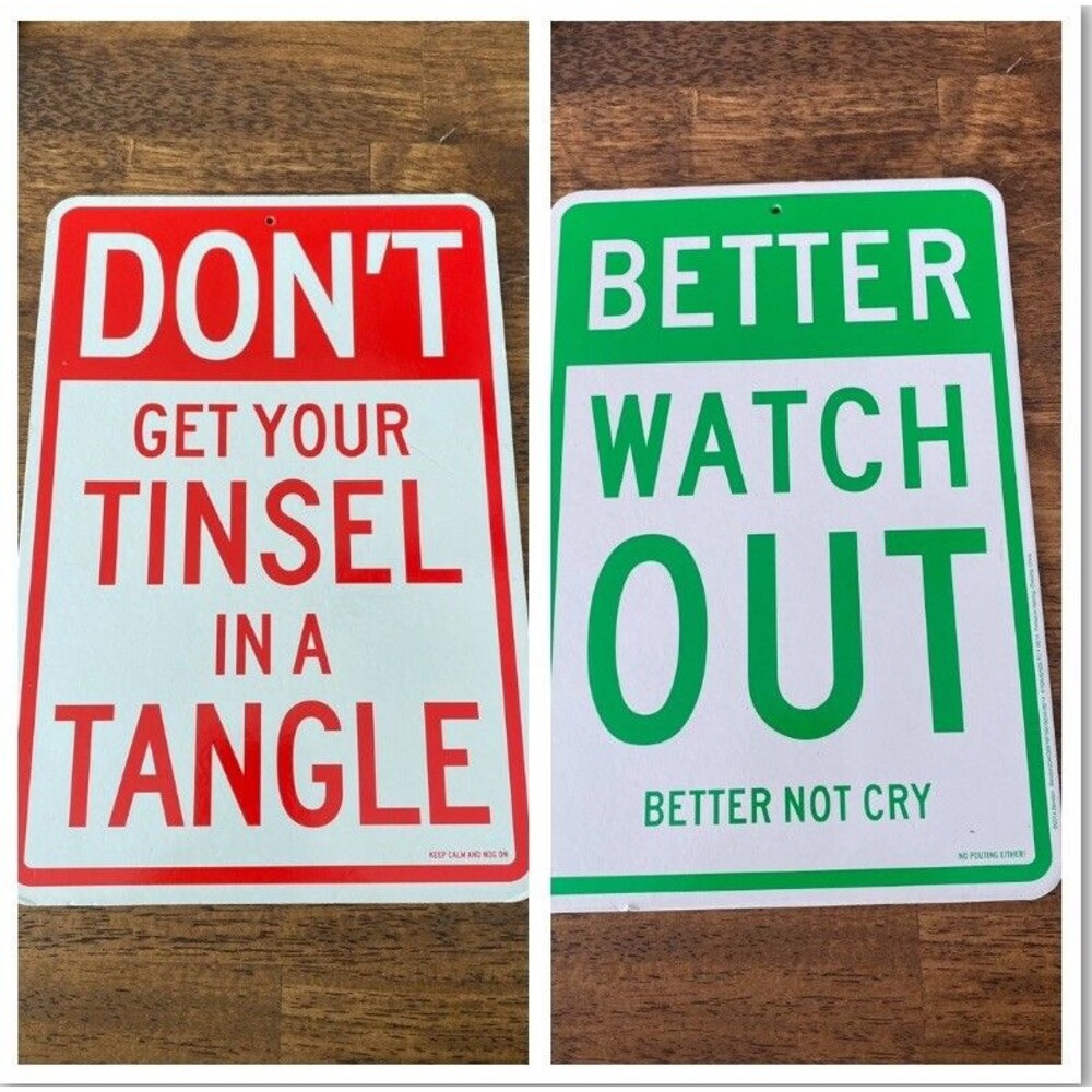 Funny Christmas Humor Parking Sign Cardboard 8.5”x 12.5” Reversible 2 Sided